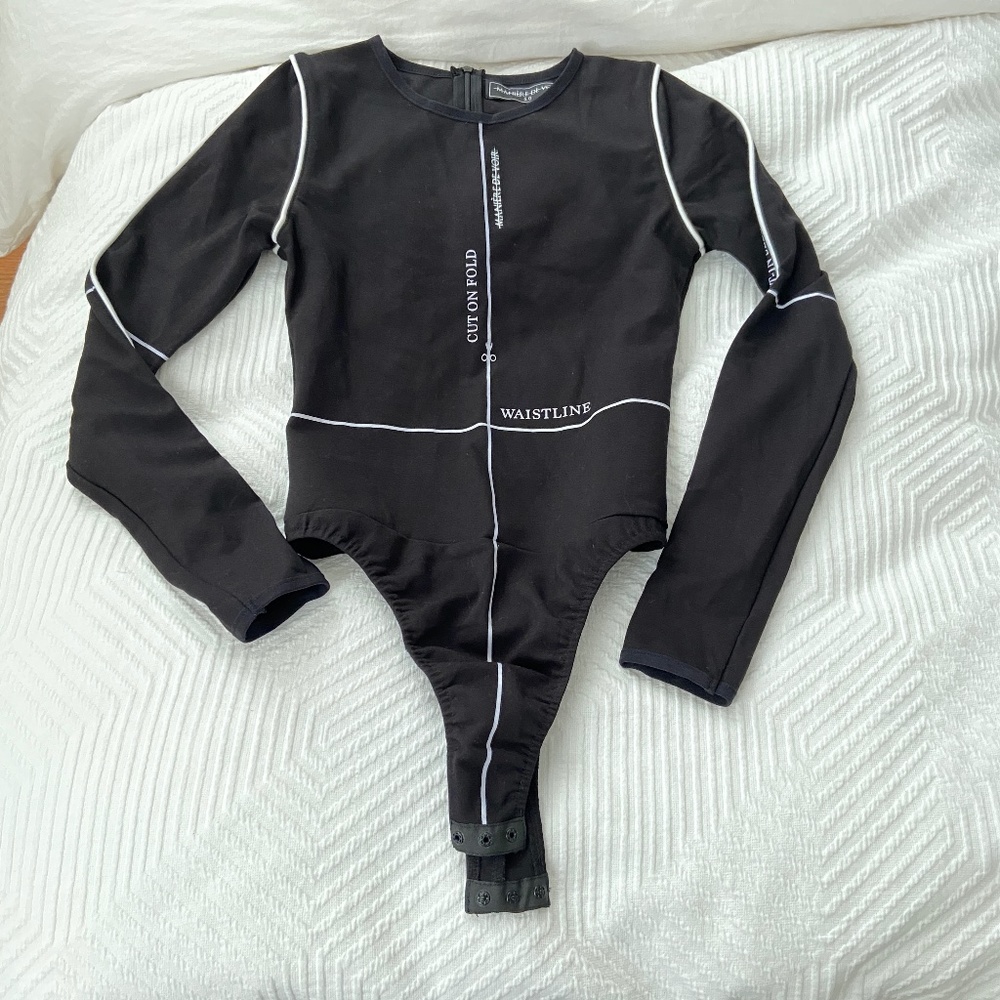 Maniere de Voir black bodysuit size UK 10 pre-owned